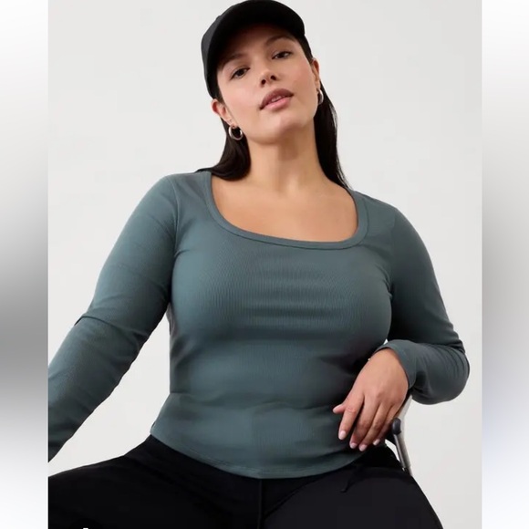 Athleta Tops - Athleta Signature Rib Square Neck Long Sleeve Top Eden Size S BRAND NEW
